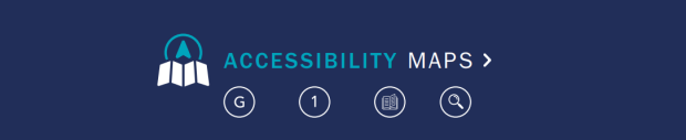 Infographic banner that reads "Accessibility Maps" fgllowed by a row of icons.