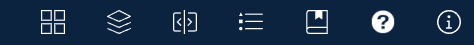 Screenshot of a website banner with six widgets in white over a navy background.