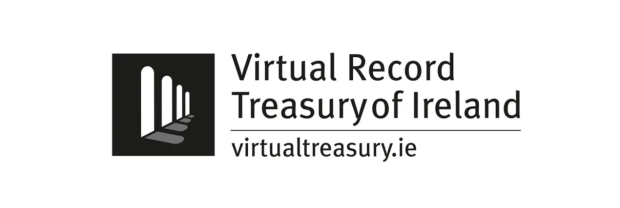 Black and white banner with a small icon on the left and text on the right reading "Virtual Record Treasury of Ireland - virtualtreasury.ie"