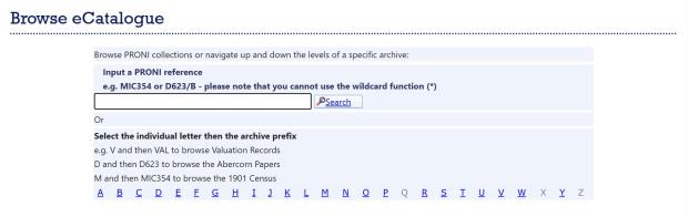 Screenshot of a web page with with a pale blue grid. The grid has a search bar and hyperlinks for letters A-Z at the bottom.